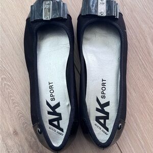 Anne Klein Sport Ursula Black Fabric and Leather Flats Size 6.5M